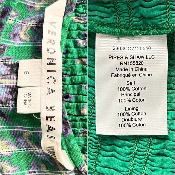 VERONICA BEARD Floral Paisley Smocked Flutter Short Sleeve Ruffled Mini Dress 8 - Picture 11 of 13